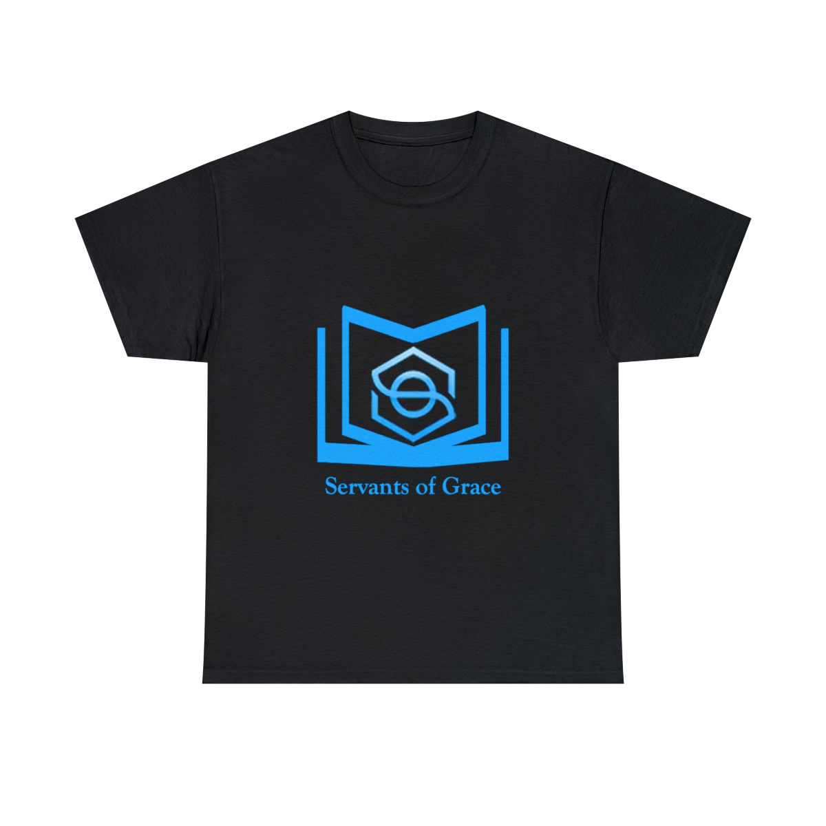 Servants of Grace - 2 Timothy 1:9 - Light Blue Font Unisex Heavy Cotton Tee
