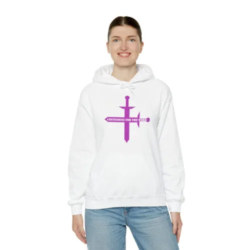 Contending for the Word - Purple Glitter Women's Heavy Blend™ Hooded Sweatshirt