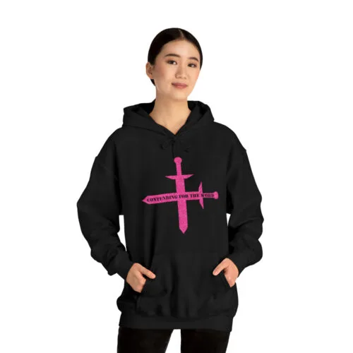 Contending for the Word - Pink Glitter Women's Heavy Blend™ Hooded Sweatshirt