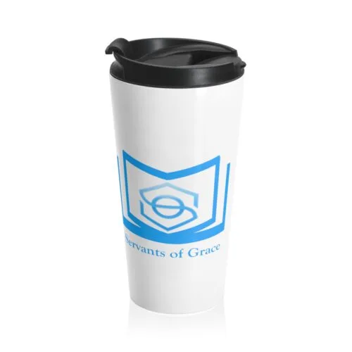 Servants of Grace - 2 Timothy 1:9 - White Stainless Steel Travel Mug
