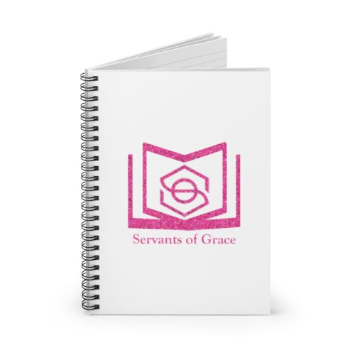 Servants of Grace - Hot Pink Glitter and White - Spiral Notebook - Ruled Line