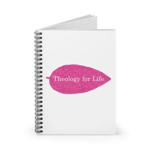 Theology for Life - Hot Pink Glitter and White - Spiral Notebook - Ruled Line