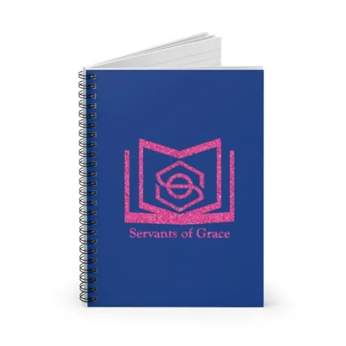 Servants of Grace - Hot Pink Glitter and Dark Blue - Spiral Notebook - Ruled Line