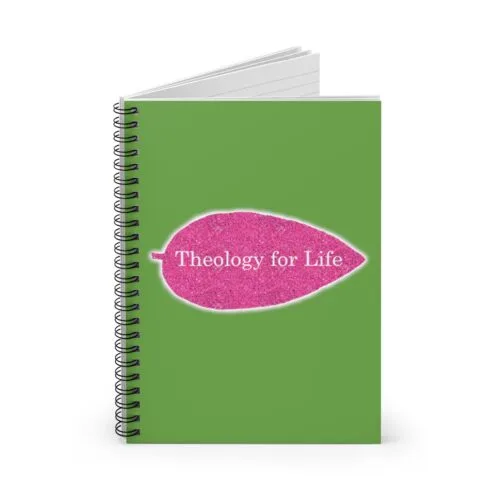 Theology for Life - Hot Pink Glitter and Green - Spiral Notebook - Ruled Line