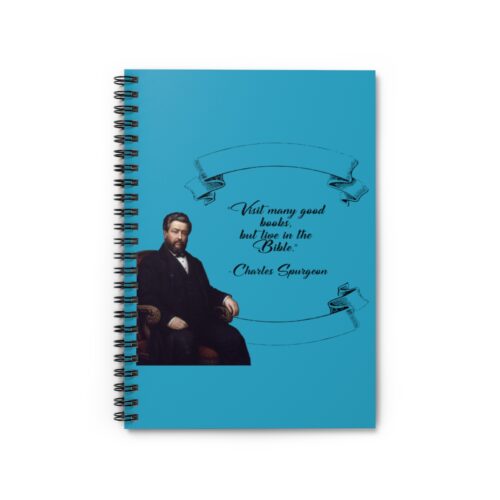 Spurgeon - Visit Many Good Books - Turquoise Spiral Notebook - Ruled Line
