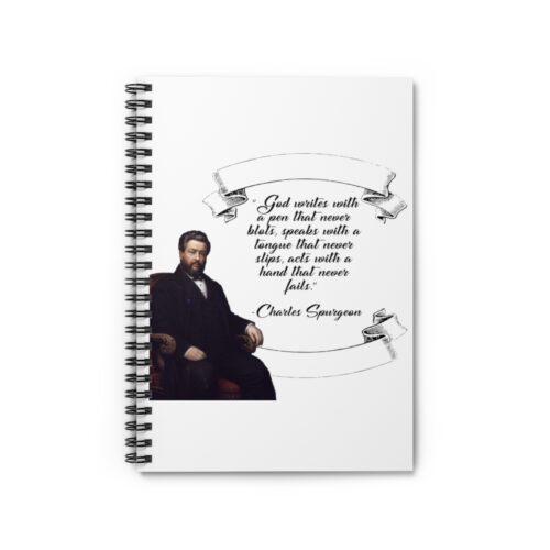 Spurgeon - God Writes with a Pen that Never Blots - White Spiral Notebook - Ruled Line