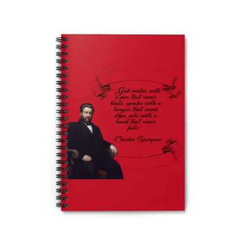 Spurgeon - God Writes with a Pen that Never Blots - Red Spiral Notebook - Ruled Line
