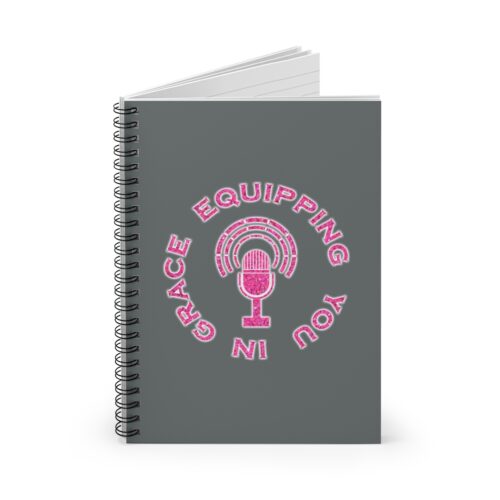 Equipping You in Grace - Hot Pink Glitter and Dark Gray - Spiral Notebook - Ruled Line