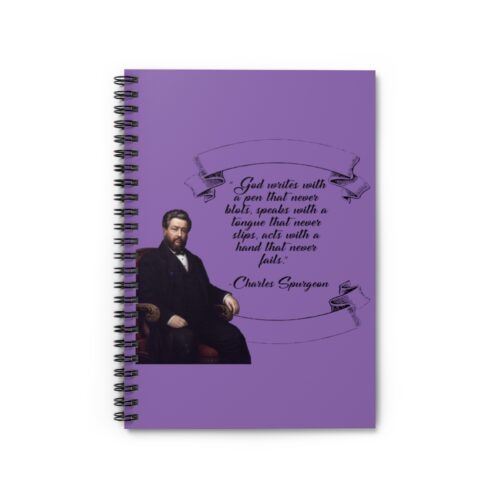 Spurgeon - God Writes with a Pen that Never Blots - Purple Spiral Notebook - Ruled Line
