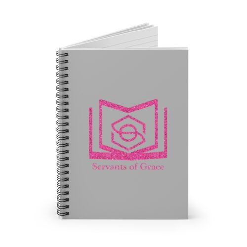 Servants of Grace - Hot Pink Glitter and Gray - Spiral Notebook - Ruled Line