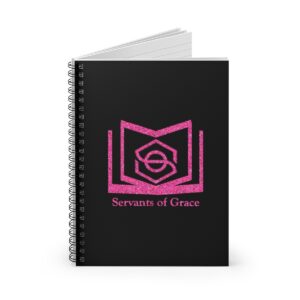 servants-of-grace-hot-pink-glitter-and-black-spiral-notebook-ruled-line