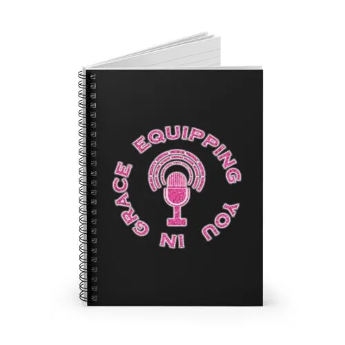 Equipping You in Grace - Hot Pink Glitter and Black - Spiral Notebook - Ruled Line