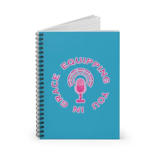Equipping You in Grace - Hot Pink Glitter and Turquoise - Spiral Notebook - Ruled Line