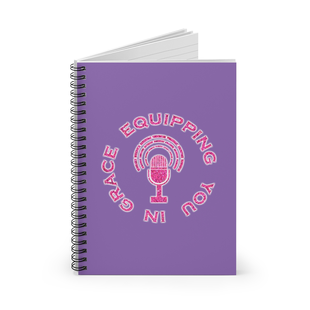 Equipping You in Grace - Hot Pink Glitter and Lilac - Spiral Notebook - Ruled Line