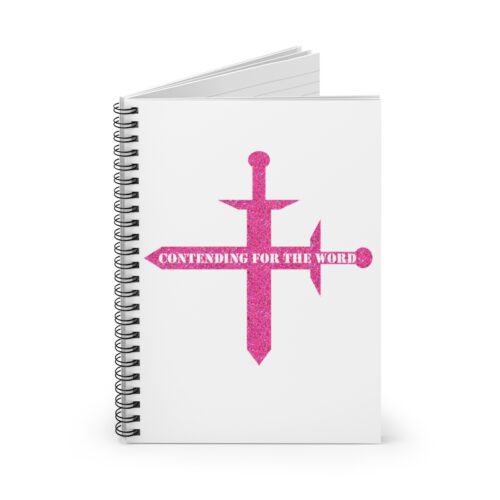 Contending for the Word - Hot Pink Glitter and White - Spiral Notebook - Ruled Line