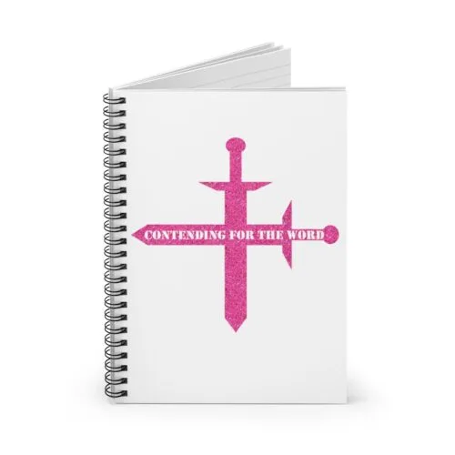 Contending for the Word - Hot Pink Glitter and White - Spiral Notebook - Ruled Line