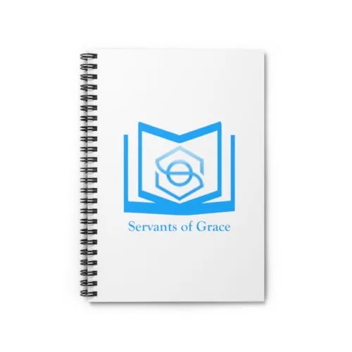 Servants of Grace - White, Blue Spiral Notebook - Ruled Line