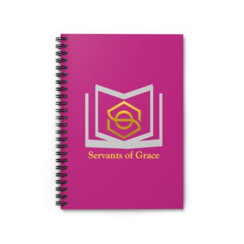 Servants of Grace - Hot Pink, Gold, Silver Spiral Notebook - Ruled Line