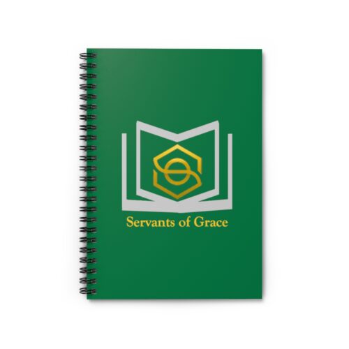 Servants of Grace - Dark Green, Gold, Silver Spiral Notebook - Ruled Line