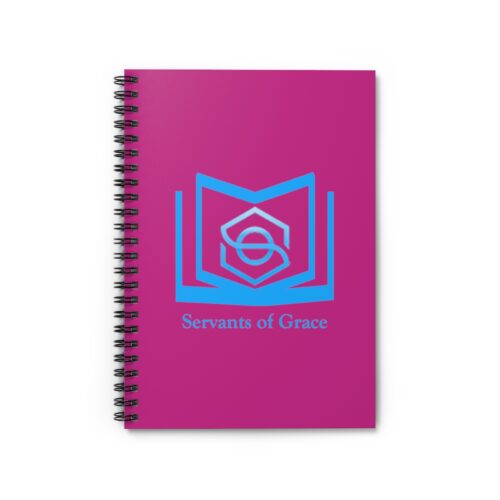 Servants of Grace - Hot Pink, Blue Spiral Notebook - Ruled Line