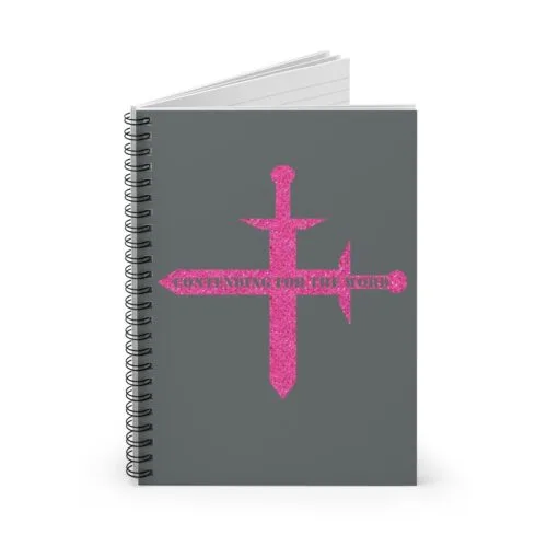 Contending for the Word - Hot Pink Glitter and Dark Gray - Spiral Notebook - Ruled Line
