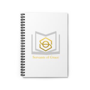 servants-of-grace-white-gold-silver-spiral-notebook-ruled-line