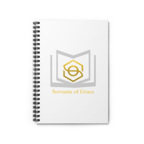 Servants of Grace - White, Gold, Silver Spiral Notebook - Ruled Line