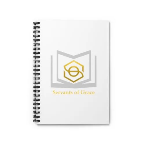 Servants of Grace - White, Gold, Silver Spiral Notebook - Ruled Line