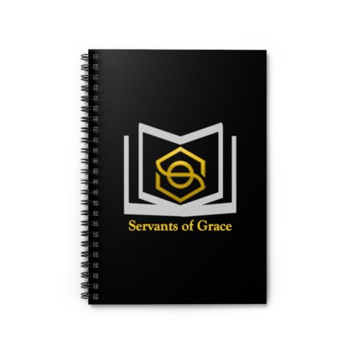 Servants of Grace - Black, Gold, Silver Spiral Notebook - Ruled Line