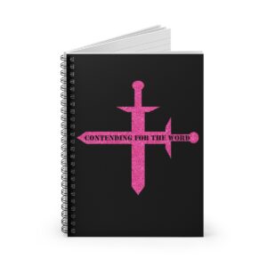 contending-for-the-word-hot-pink-glitter-and-black-spiral-notebook-ruled-line