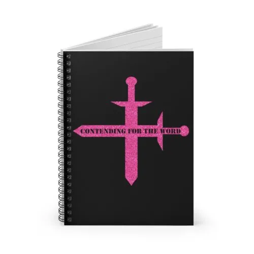 Contending for the Word - Hot Pink Glitter and Black - Spiral Notebook - Ruled Line