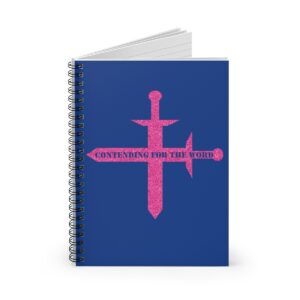 contending-for-the-word-hot-pink-glitter-and-dark-blue-spiral-notebook-ruled-line