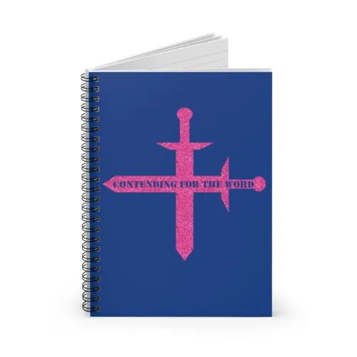 Contending for the Word - Hot Pink Glitter and Dark Blue - Spiral Notebook - Ruled Line