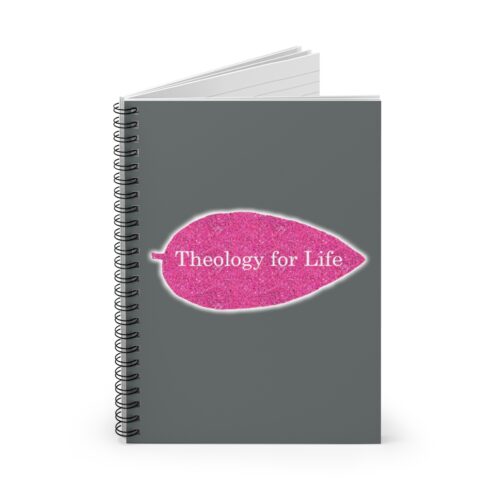 Theology for Life - Hot Pink Glitter and Dark Gray - Spiral Notebook - Ruled Line