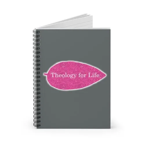 Theology for Life - Hot Pink Glitter and Dark Gray - Spiral Notebook - Ruled Line