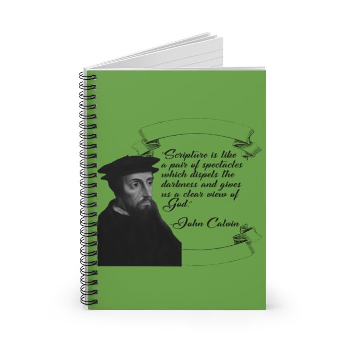 Calvin - Scripture is Like a Pair of Spectacles - Green Spiral Notebook - Ruled Line - Image 2