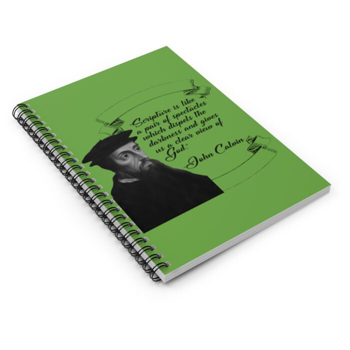 Calvin - Scripture is Like a Pair of Spectacles - Green Spiral Notebook - Ruled Line - Image 3