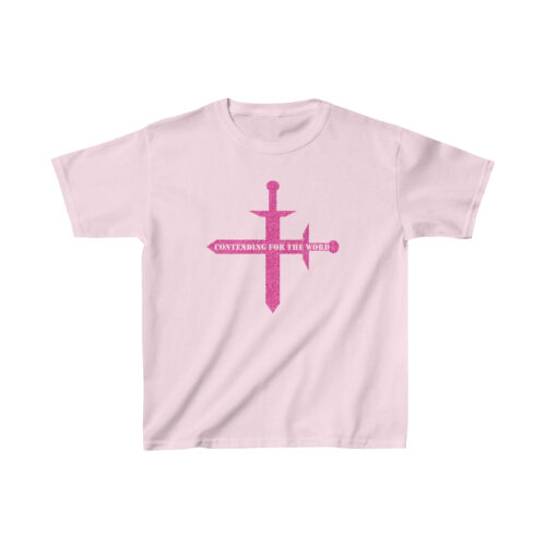 Contending for the Word - 2 Tim. 1:9 - Pink Glitter - Girls Heavy Cotton™ Tee