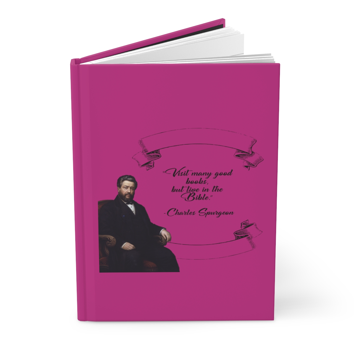 Spurgeon - Visit Many Good Books - Hot Pink Hardcover Journal Matte