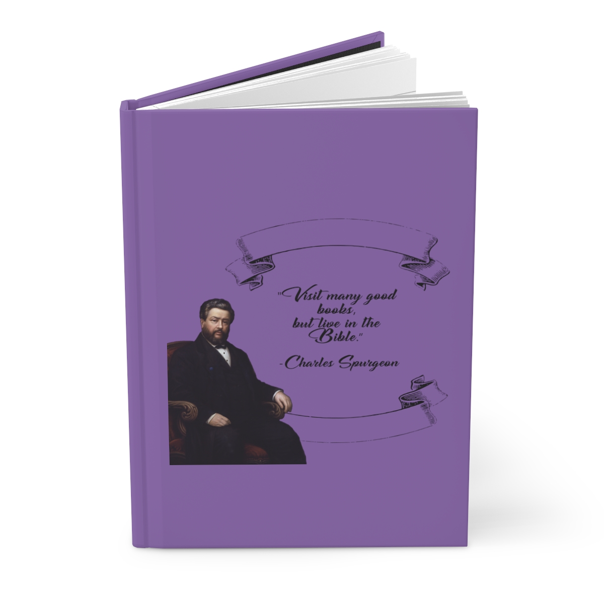 Spurgeon - Visit Many Good Books - Purple Hardcover Journal Matte