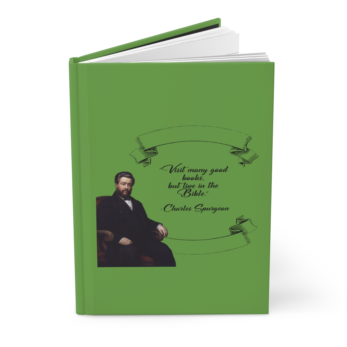 Spurgeon - Visit Many Good Books - Green Hardcover Journal Matte