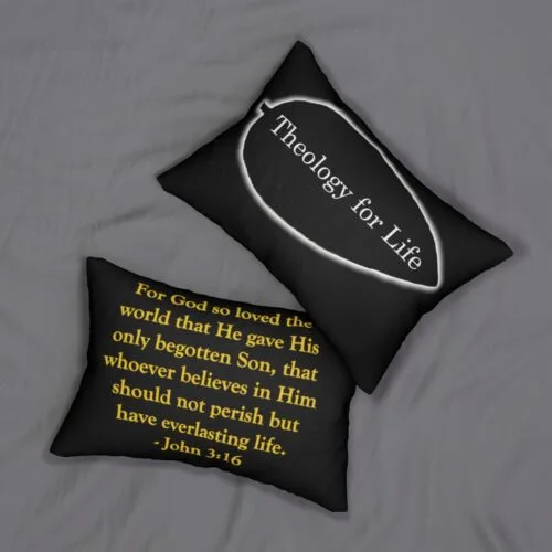 Theology for Life - Black - Spun Polyester Lumbar Pillow
