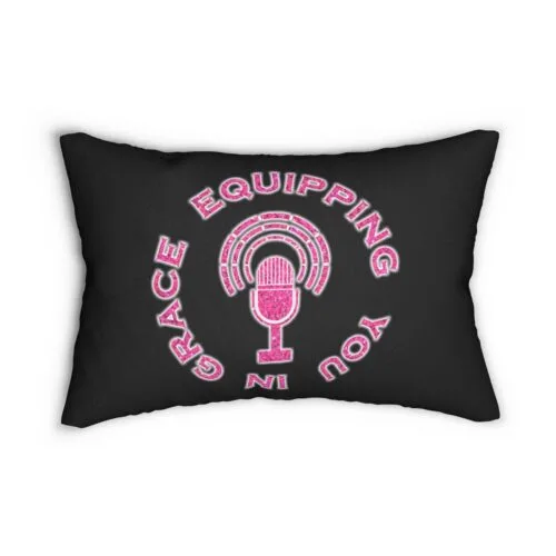Equipping You in Grace - Hot Pink Glitter and Black - Spun Polyester Lumbar Pillow