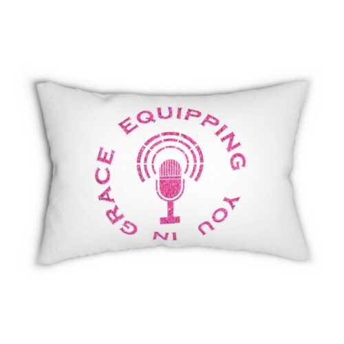Equipping You in Grace - Hot Pink Glitter and White - Spun Polyester Lumbar Pillow