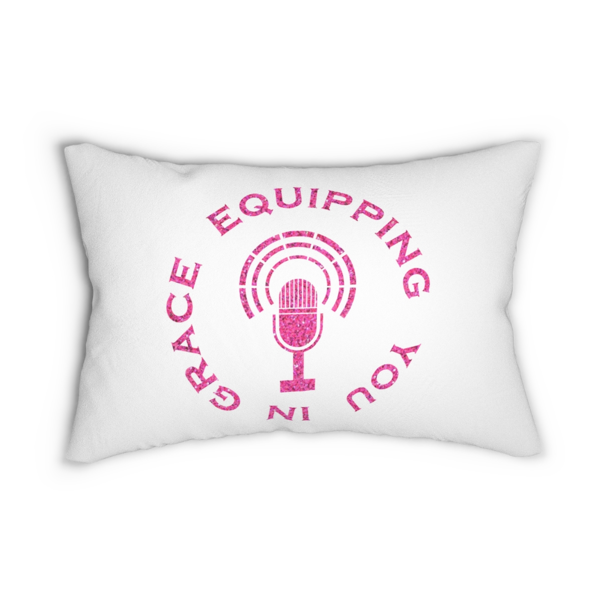 Equipping You in Grace - Hot Pink Glitter and White - Spun Polyester Lumbar Pillow