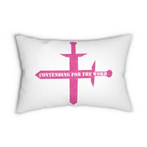 contending-for-the-word-hot-pink-glitter-and-white-spun-polyester-lumbar-pillow