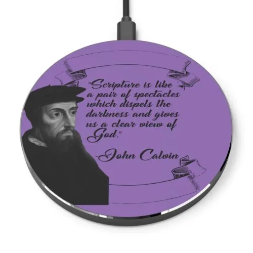 Scripture is Like a Pair of Spectacles - Calvin - Purple Wireless Charger