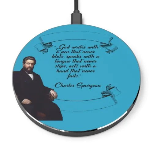 God Writes with a Pen that Never Blots - Spurgeon - Turquoise Wireless Charger