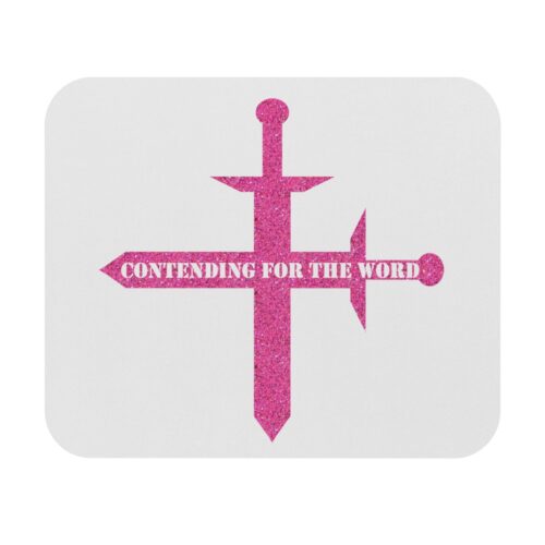 Contending for the Word - White and Pink Glitter - Mouse Pad (Rectangle)