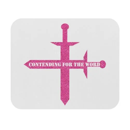 Contending for the Word - White and Pink Glitter - Mouse Pad (Rectangle)